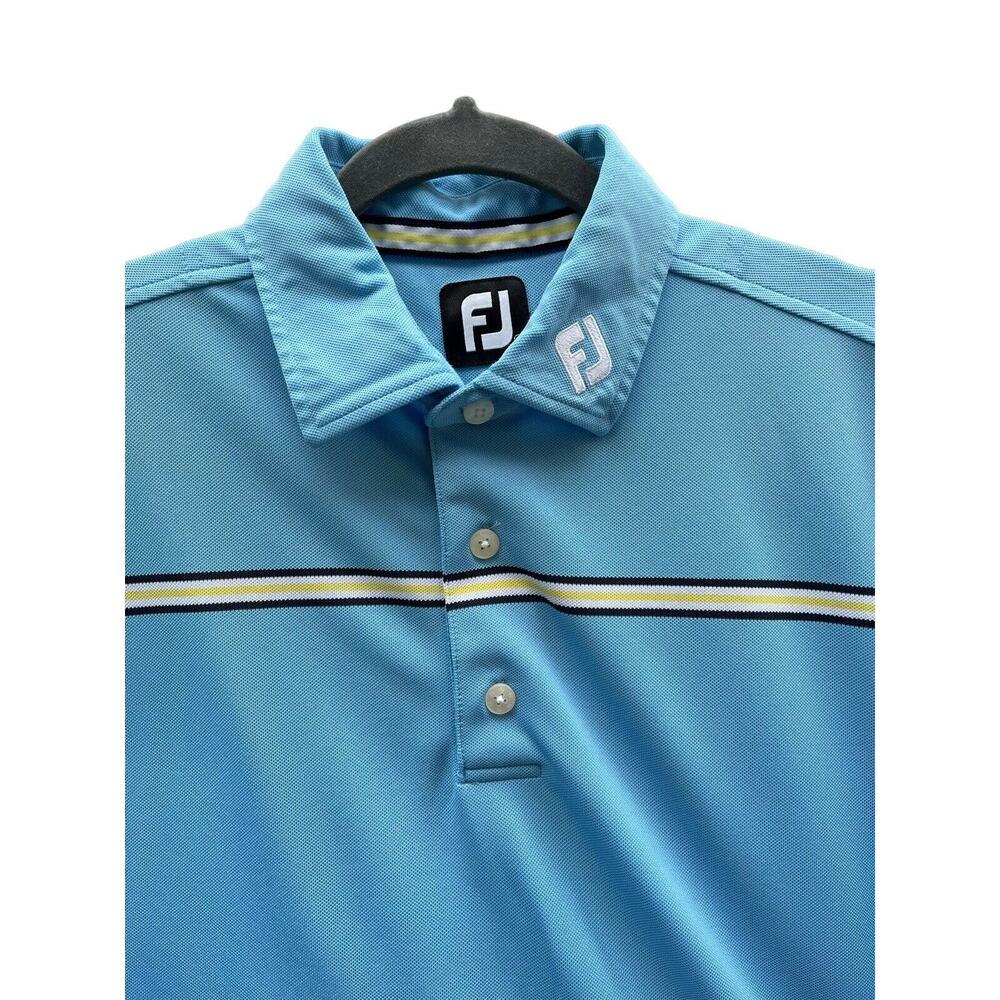 Footjoy Pique‎ Stripe Performance Stretch Golf Polo Collar Logo, Size Medium